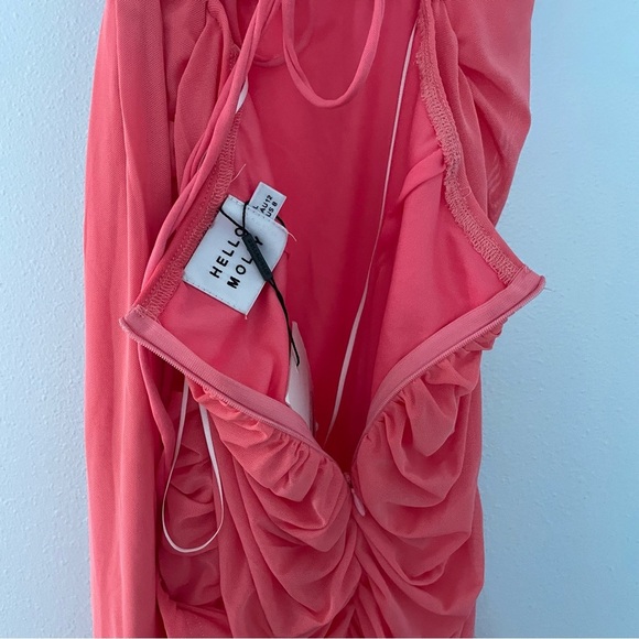 HELLOMOLLY GAL DRESSES UP MINI DRESS PINK 8  large NWT - Picture 8 of 16